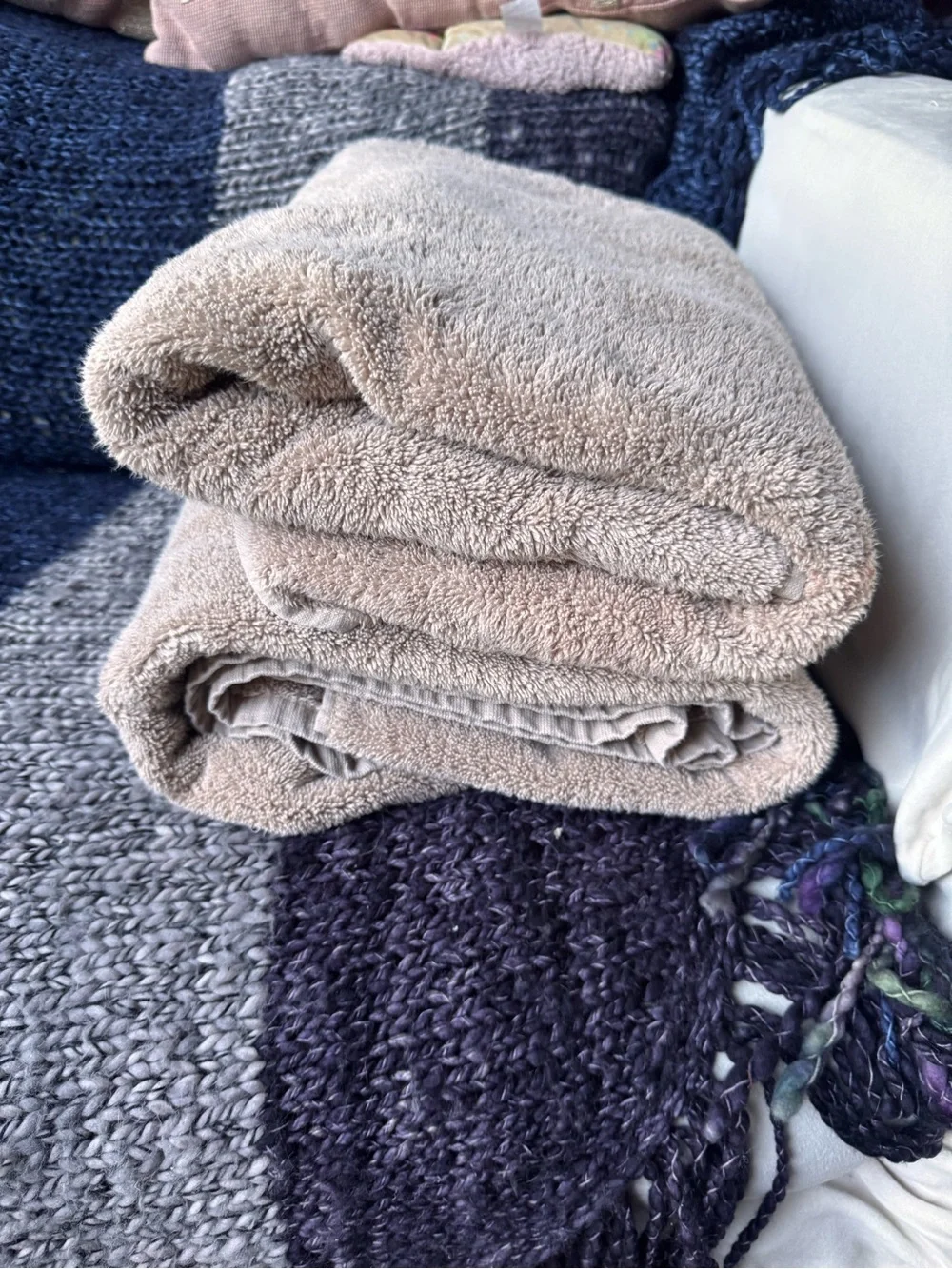 Set of 2 Buffy Plush Organic Cotton Bath Towels - Wheat